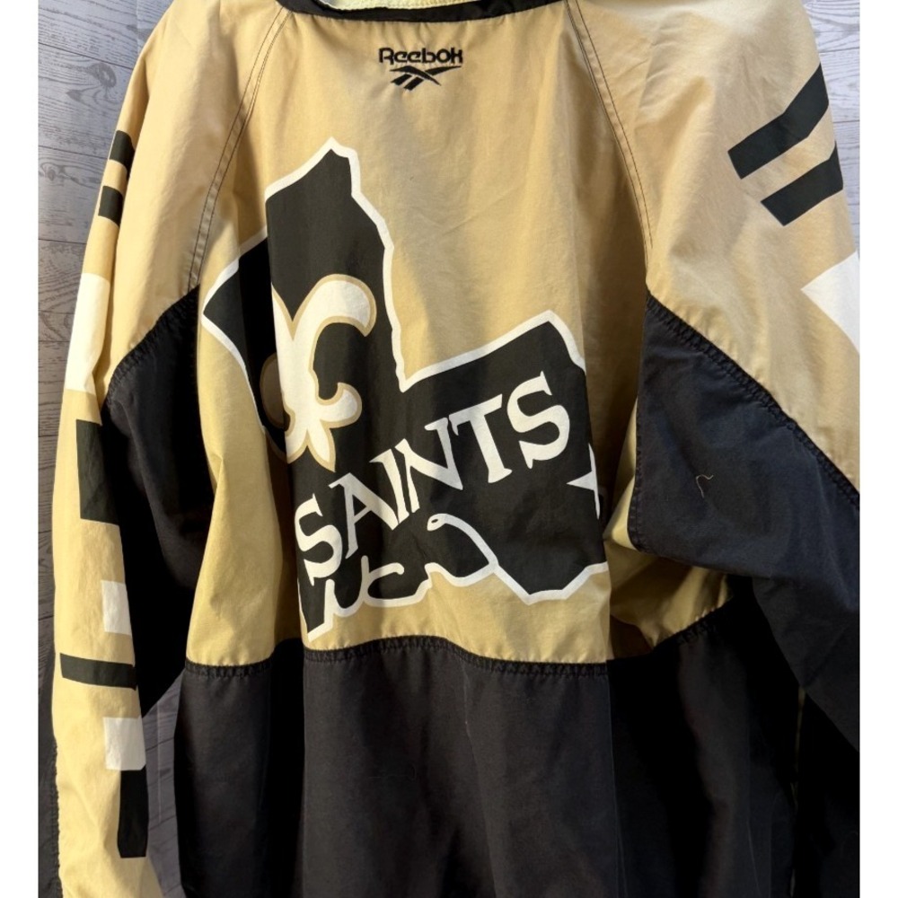 VTG New Orleans Saints Pro Line Reebok Jacket Mens XXL‎ Gold Black NFL HAS FLAWS